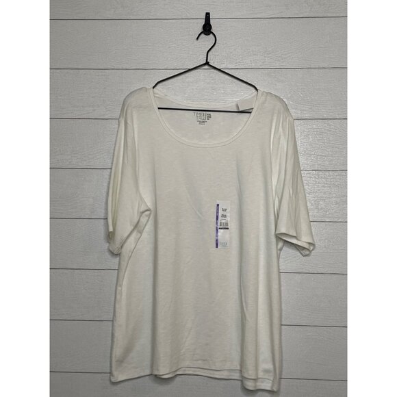 Time & Tru White Elbow Sleeve Scoop Neck Shirt Tee Womens XXL 20 - Picture 1 of 5